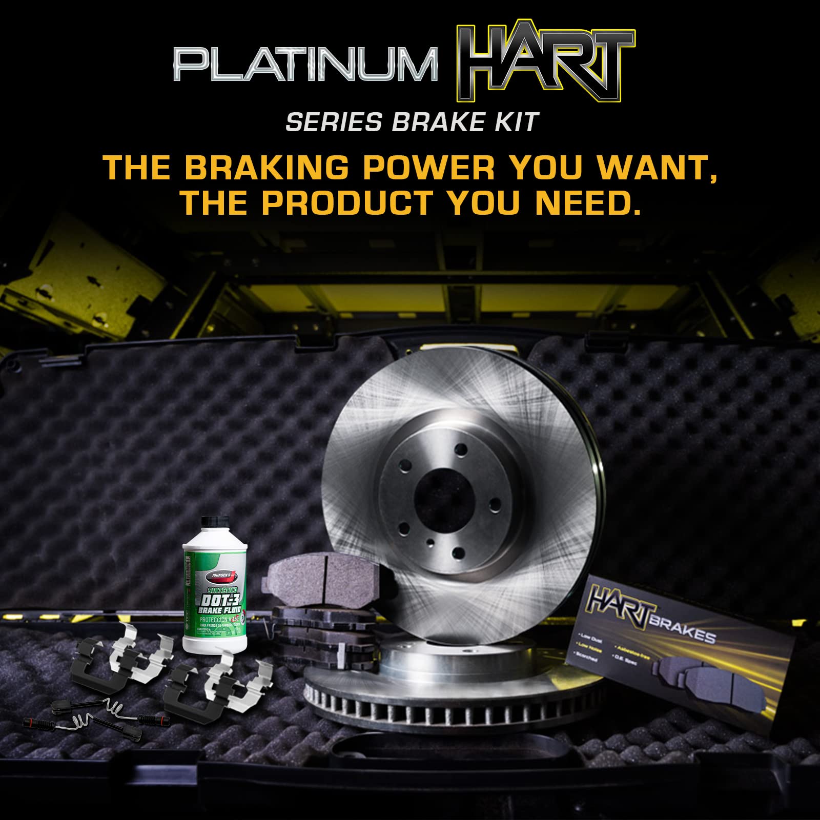 Hart RBB1.31107.52 Rear Brake Pads and Rotors Kit - Semi-Metallic Brake Pads with Hardware & Sensor | Compatible with [Vehicle Models] | Perfect for Daily Commuting, Highway Driving & Heavy Loads
