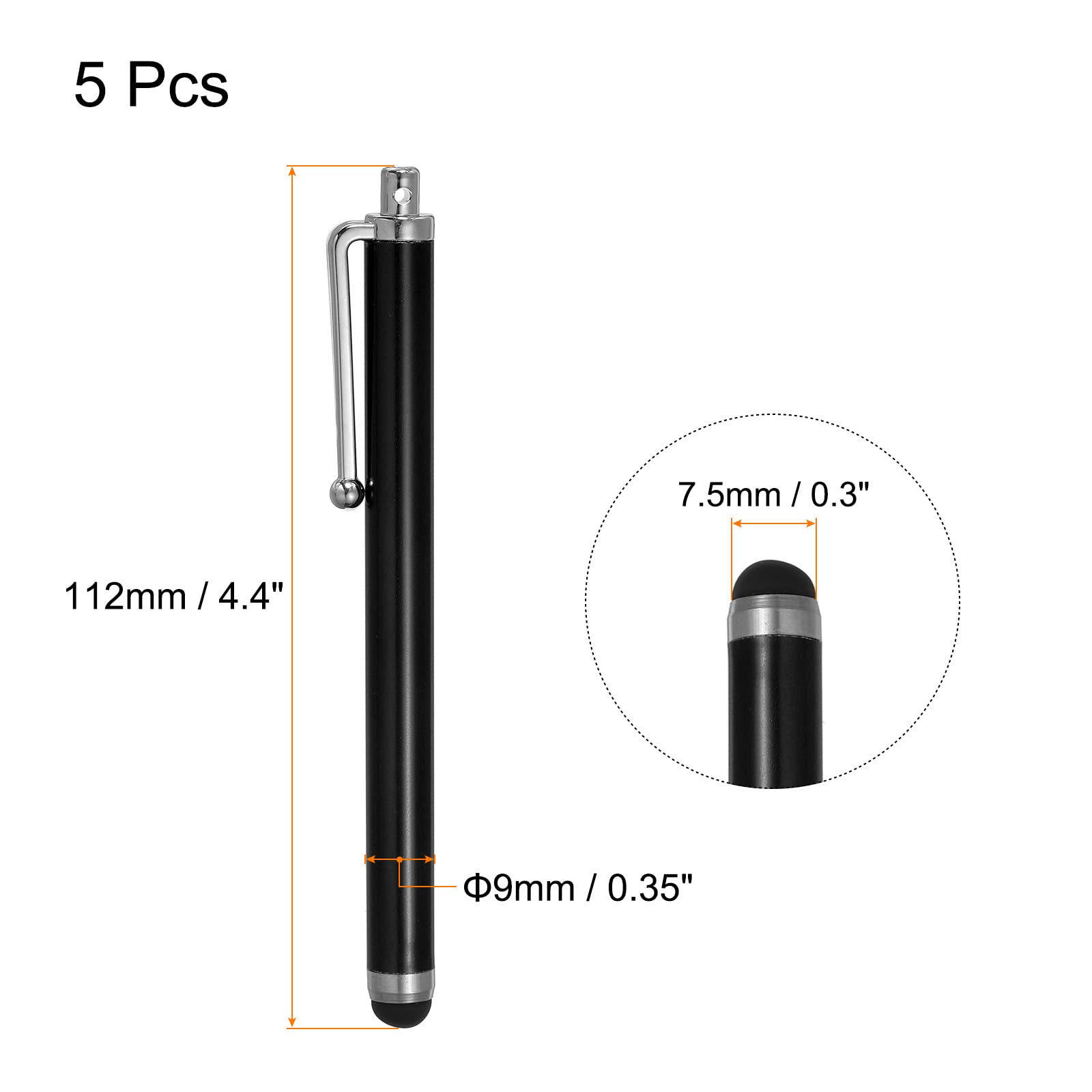 MECCANIXITY 5-Pack Universal Stylus Pens for Touch Screens - High Sensitivity Capacitive Stylus for iPhone, iPad, Samsung Tablets & All Touch Screen Devices (Black) - Perfect for Drawing, Note-Taking & Digital Signatures