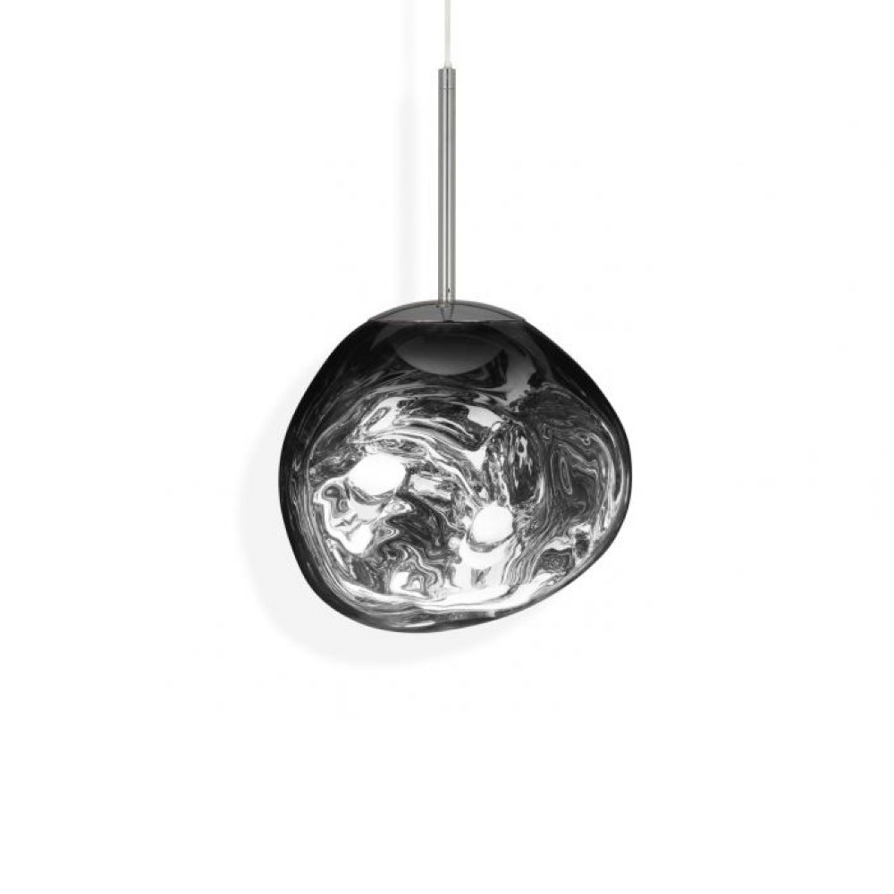 TOM DIXON Melt Mini Pendant Light - Chrome LED Hanging Lamp (28cm) for Modern Living Room, Bedroom & Dining Room Lighting