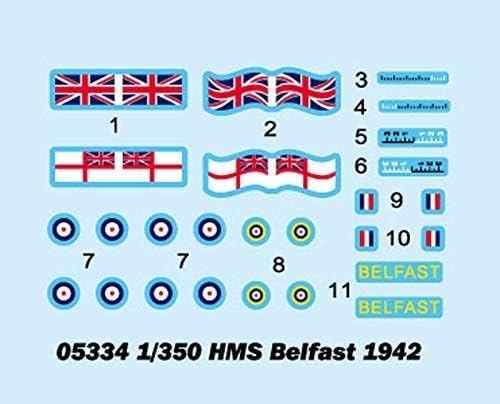 Trumpeter 1/700 Scale HMS Belfast 1942 Warship Plastic Model Kit - WW2 British Navy Cruiser Ship Building Set for Collectors & Hobbyists | Perfect for Display, Gifts & Historical Dioramas