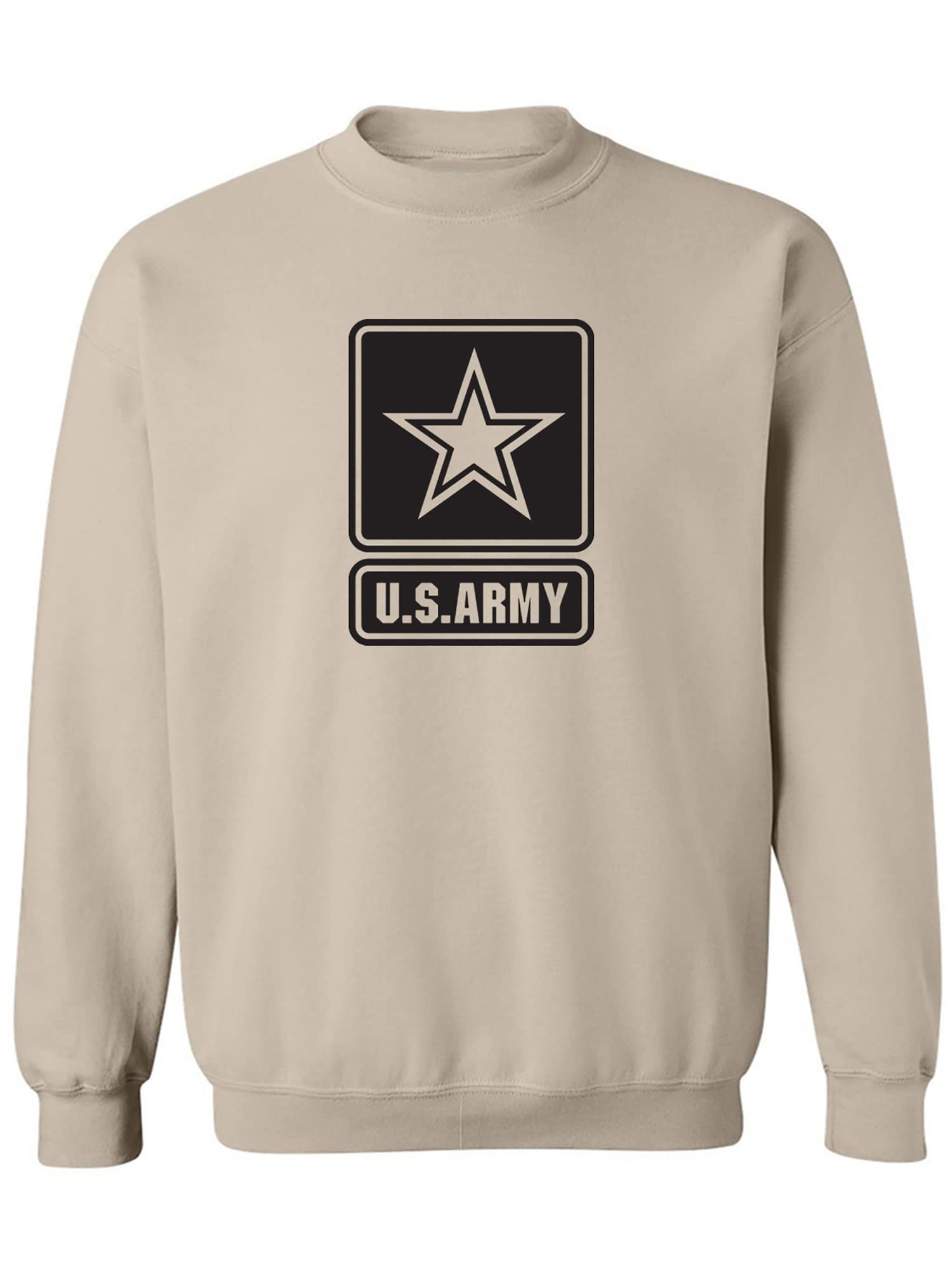 Zerogravitee US Army Star Modern Logo Military Style Crewneck Sweatshirt - Sand Color | Comfortable Cotton Blend Pullover for Men & Women | Perfect for Outdoor Activities, Military Enthusiasts & Casual Wear