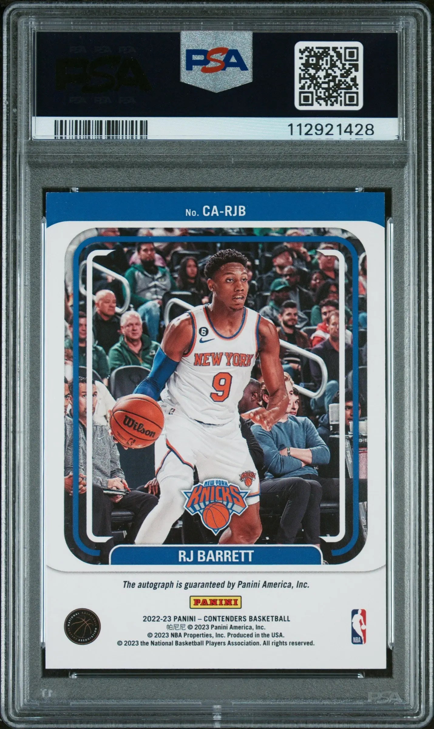 2022 Panini Contenders RJ Barrett Bronze Autograph Card PSA 9 /25 - NBA Collectible for Sports Memorabilia Fans & Trading Card Enthusiasts