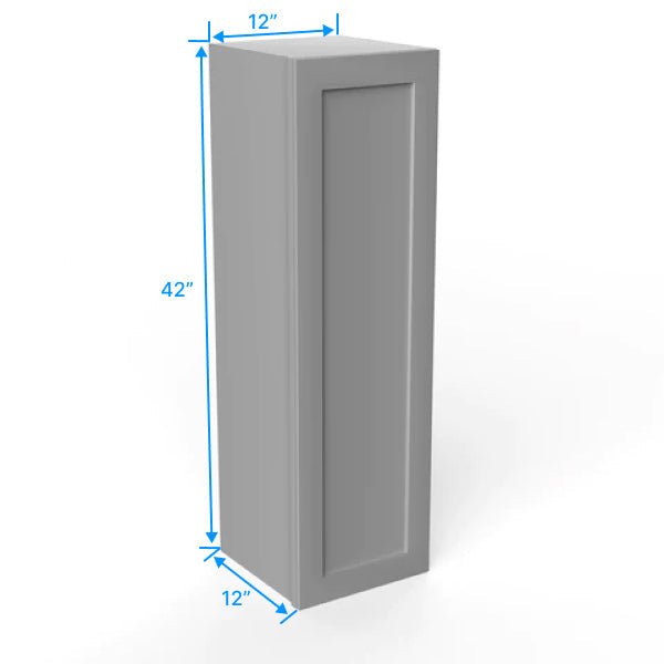 42 Inch Grey Shaker Wall Cabinet - 12W x 42H x 12D - Ready-to-Assemble (RTA) - Perfect for Kitchen, Bathroom, Laundry Room & Garage Storage