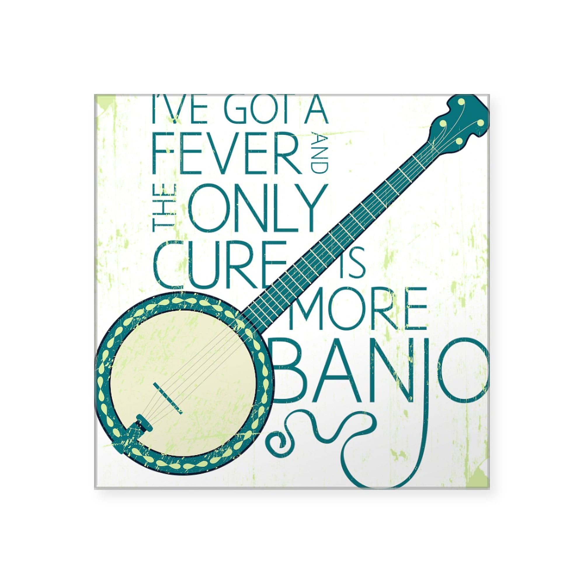 Banjo Black 3x3 Inch Square Bumper Sticker - Durable Car Decal for Windows, Laptops & Water Bottles - Perfect for Music Lovers & Outdoor Enthusiasts