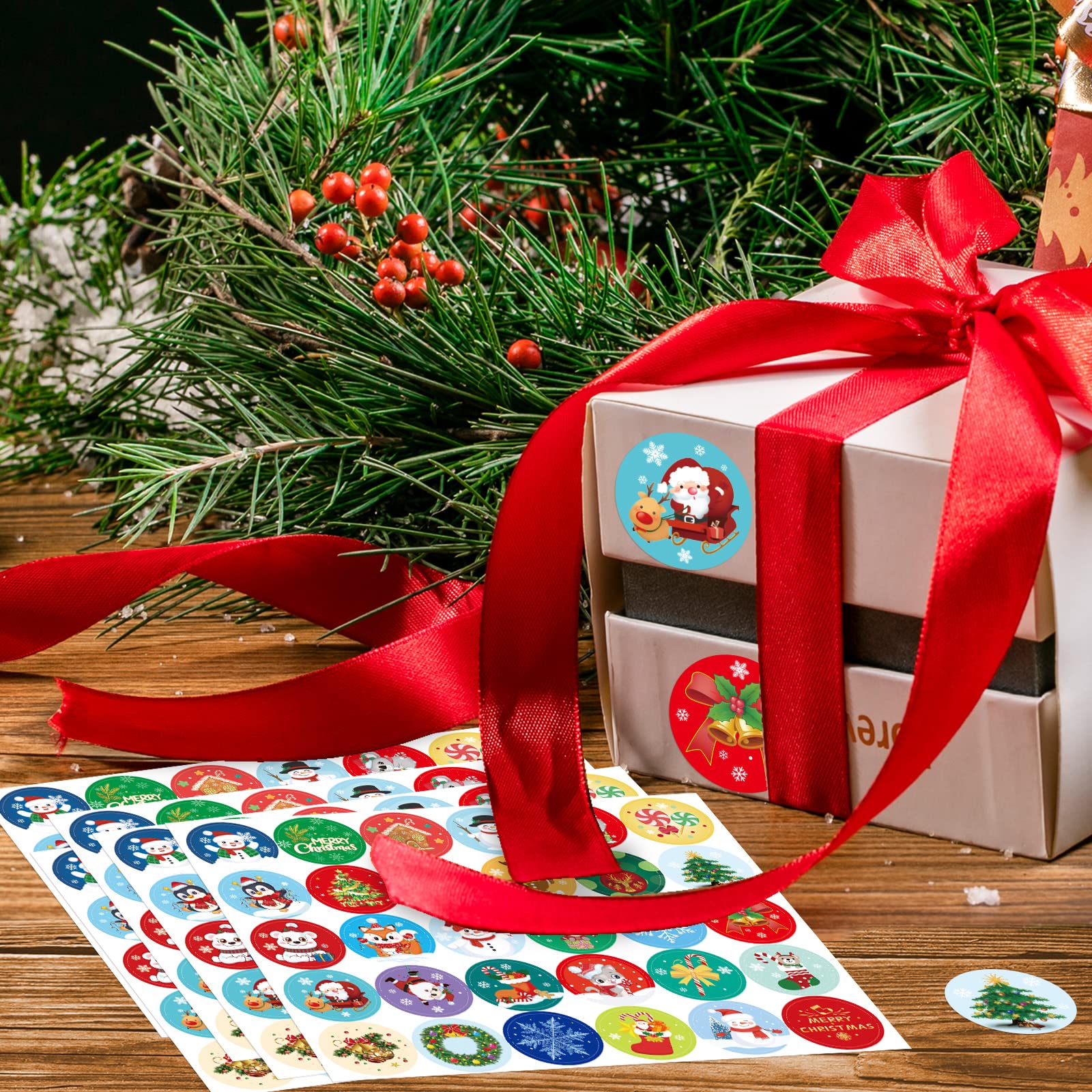 600 Christmas Stickers for Kids - Holiday Party Favors, Classroom Rewards & DIY Crafts (20 Sheets) - Perfect for Gift Wrapping, Scrapbooking & Christmas Decorations