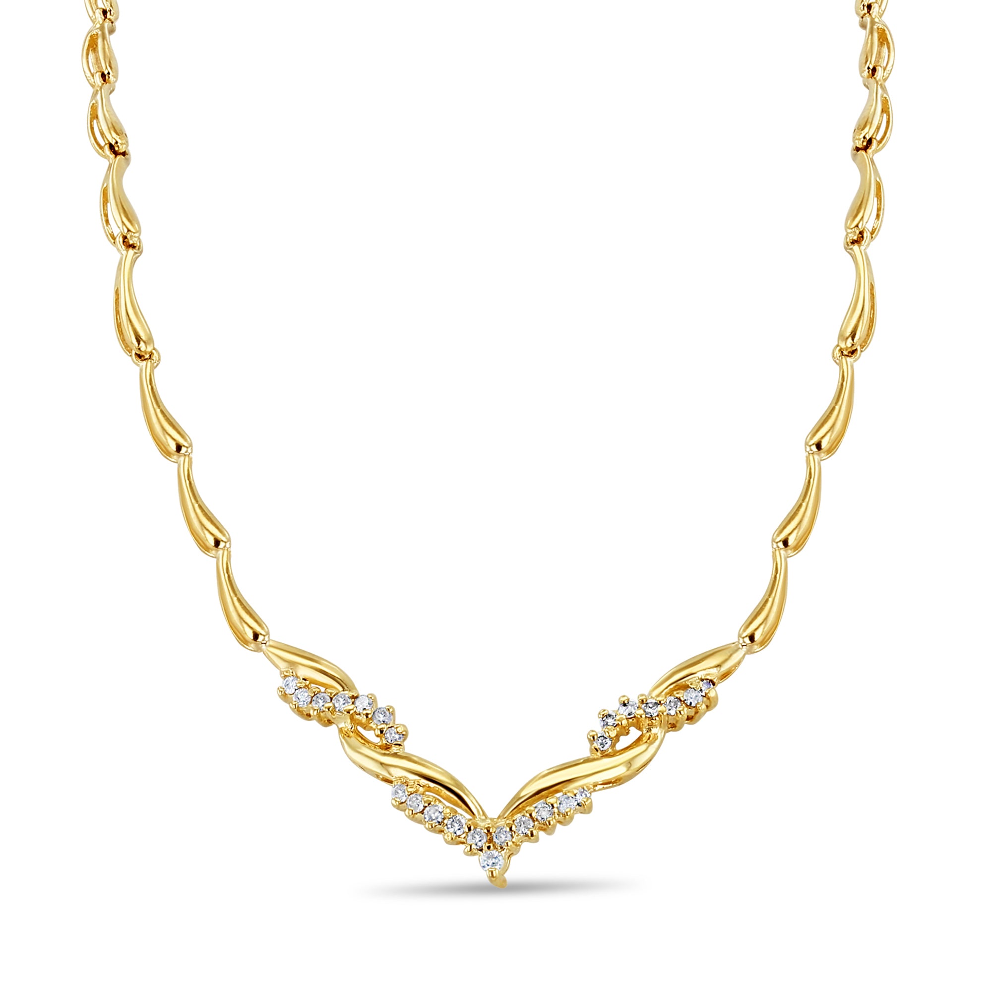 0.5 Carat V-Shaped Diamond Twisted Gold Necklace for Women - Elegant 14K White Gold Pendant Jewelry for Anniversary, Valentine's Day & Special Occasions