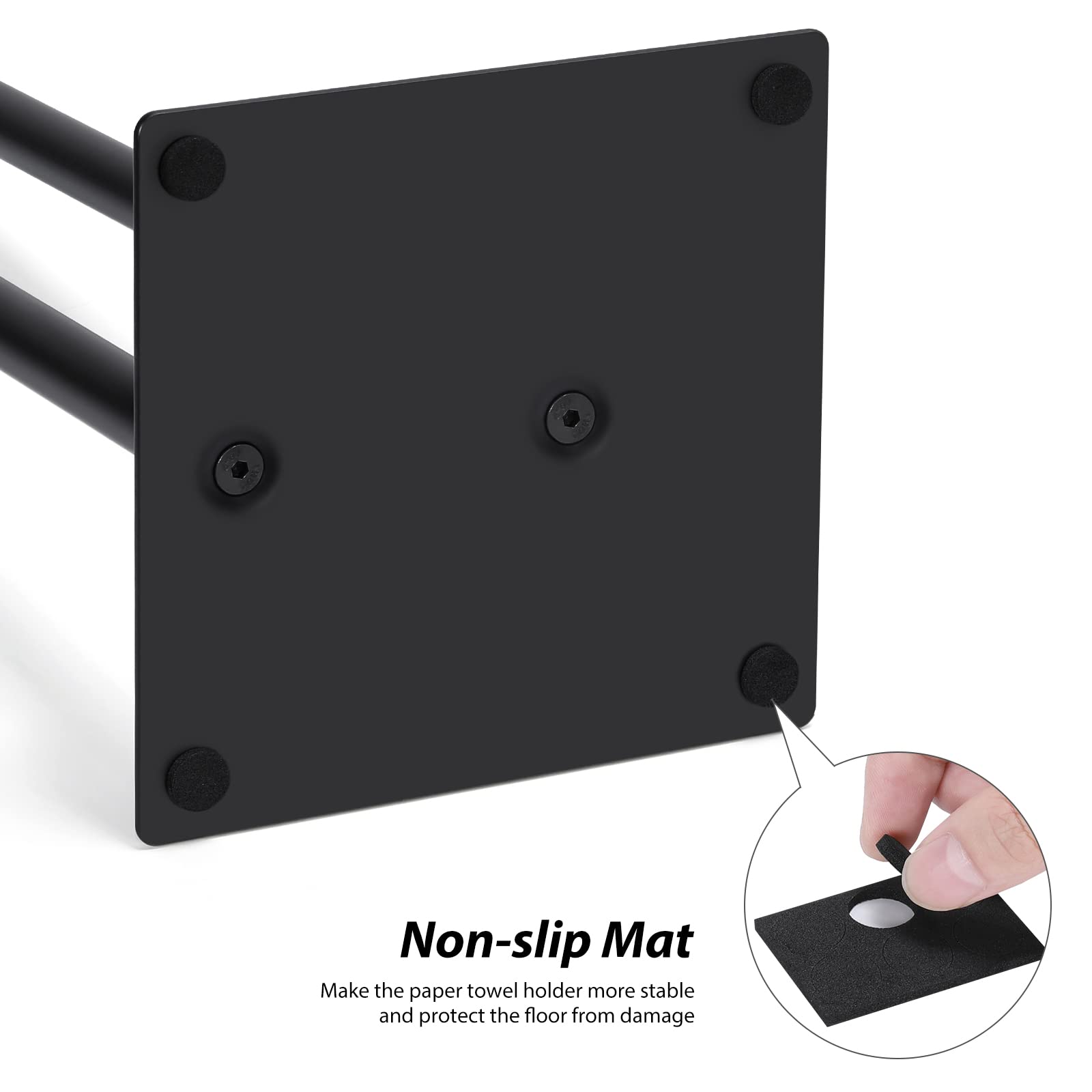Black Free Standing Toilet Paper Holder with Square Base - Bathroom Tissue Roll Dispenser & Organizer for Lavatory, Home, Office, and RV Use
