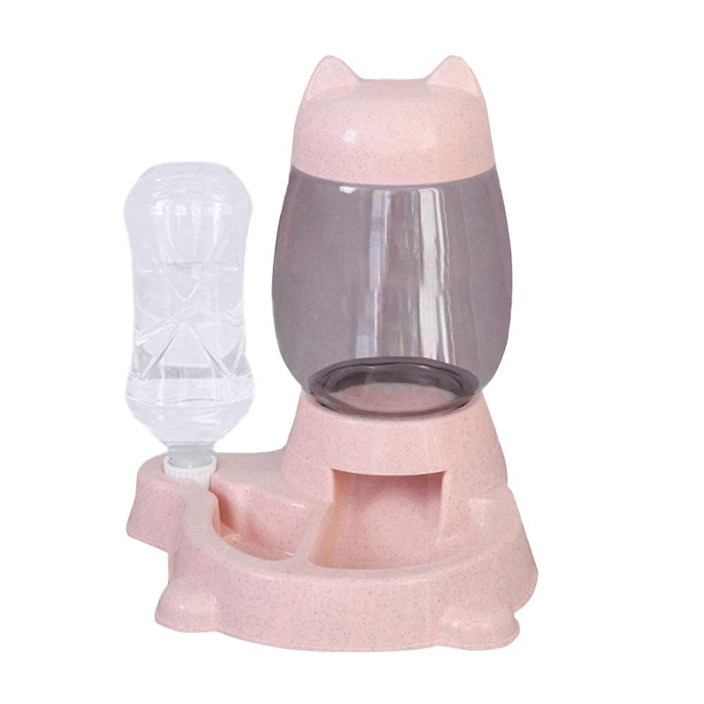 SLATIOM Automatic Pet Water Feeder & Food Dispenser - Pink Drinking Bowl for Cats & Dogs | Leak-Proof Design for Home, Travel & Outdoor Use