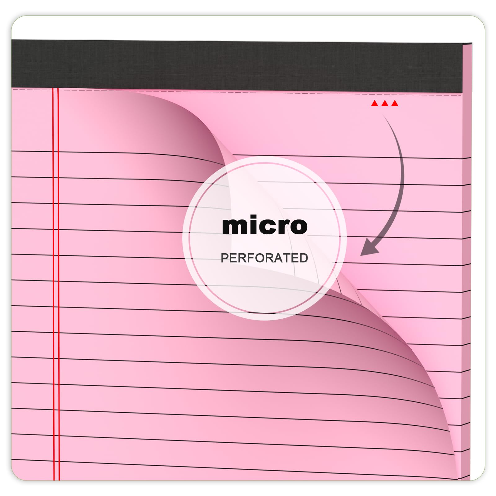 6 Pack Pink College Ruled Legal Pads - 5x8 Inch Small Notepads with Perforated Sheets, Narrow Ruled Paper for Office, School, Study & Note Taking - 6pcs Writing Pads for Work, Journaling & Daily Organization