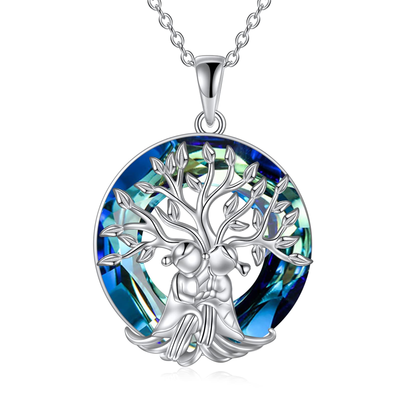 Sterling Silver Tree of Life Sister Necklace with Crystal Pendant - Meaningful Jewelry Gift for Women & Girls - Perfect for Birthdays, Anniversaries and Sister Appreciation Gifts