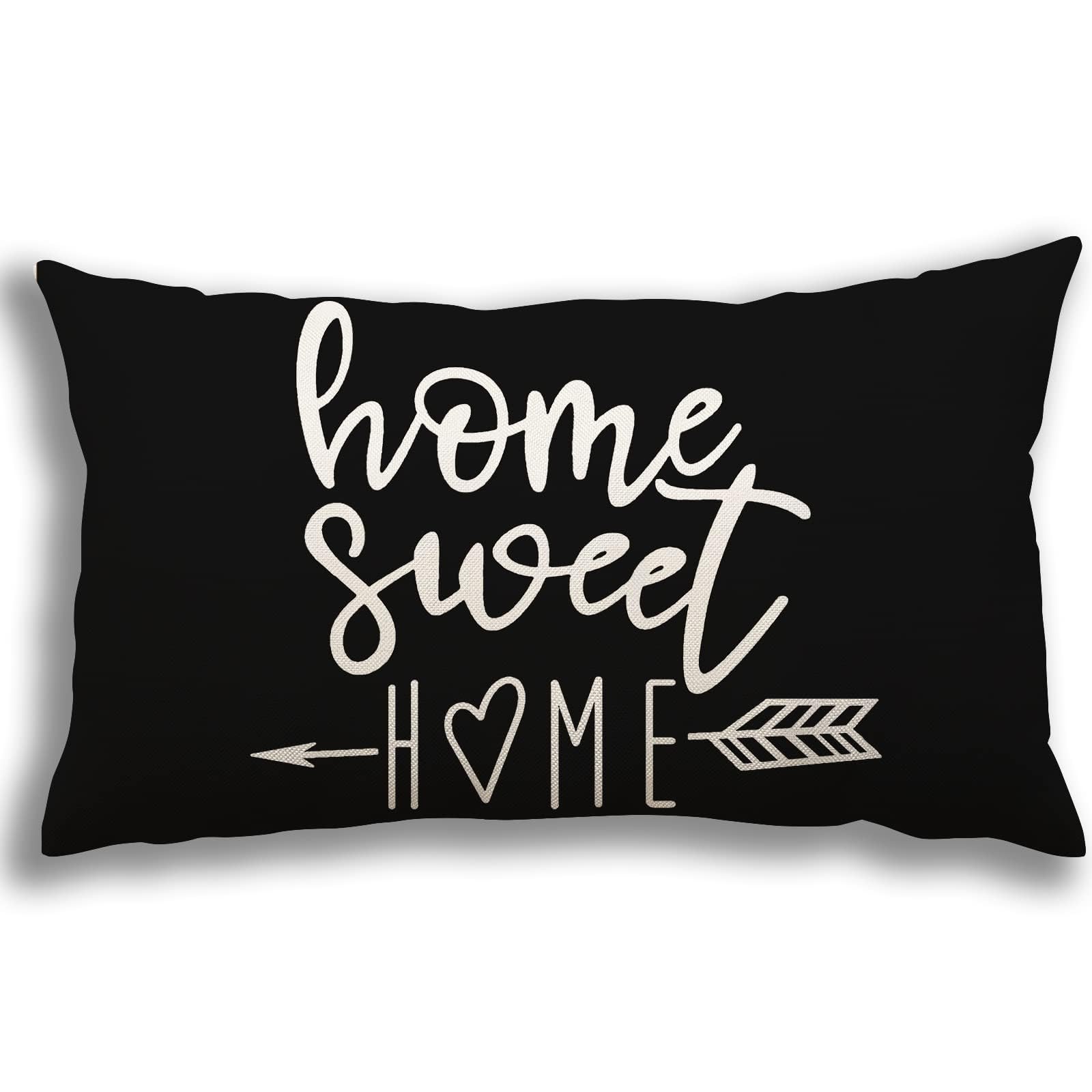 YCOLL 12x20 Lumbar Pillow Covers Set of 4 - Modern Sofa Throw Pillow Covers for Couch, Bed & Car - Decorative Outdoor Linen Fabric Pillow Cases (Black) - Perfect for Living Room, Patio & Travel Comfort