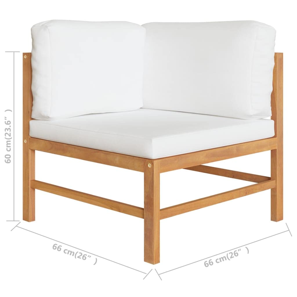 vidaXL 5-Piece Patio Lounge Set - Outdoor Sectional Sofa with Cream Cushions, Retro Style Teak Wood Furniture for Garden, Poolside & Backyard Relaxation