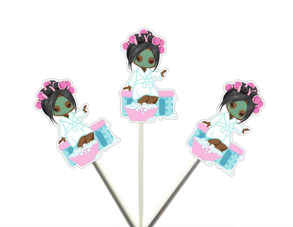 12-Pack Spa Girl Sitting Cupcake Toppers for Birthday Parties | Spa-Themed Decorations | Perfect for Spa Birthday Parties, Girls' Night & Relaxation Events