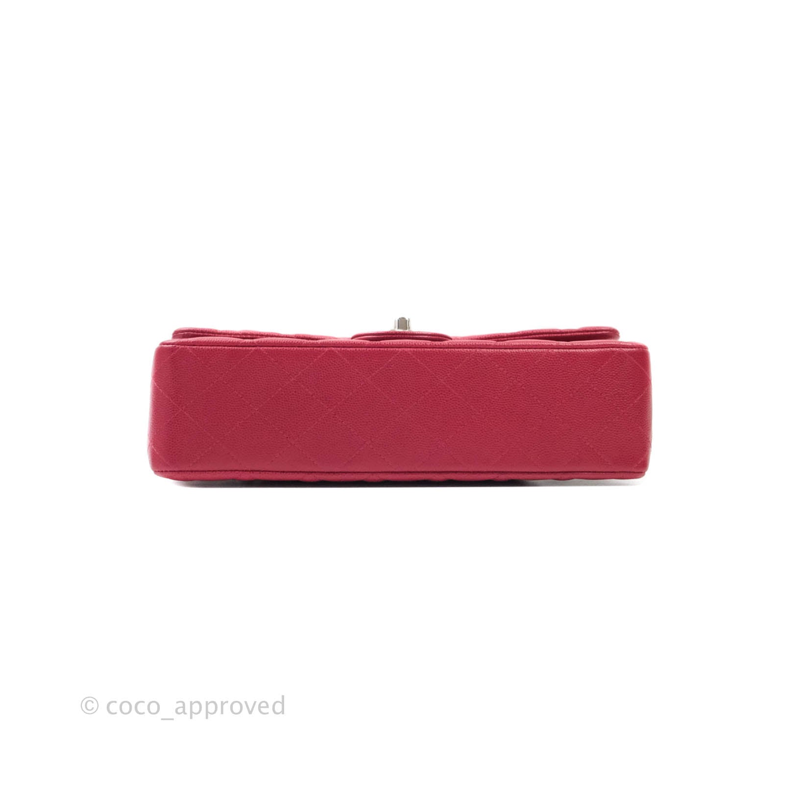 Chanel Classic Medium Double Flap Bag - Red Caviar Leather with Silver Hardware | Authentic Luxury Handbag for Women | Perfect for Parties, Weddings & Everyday Elegance