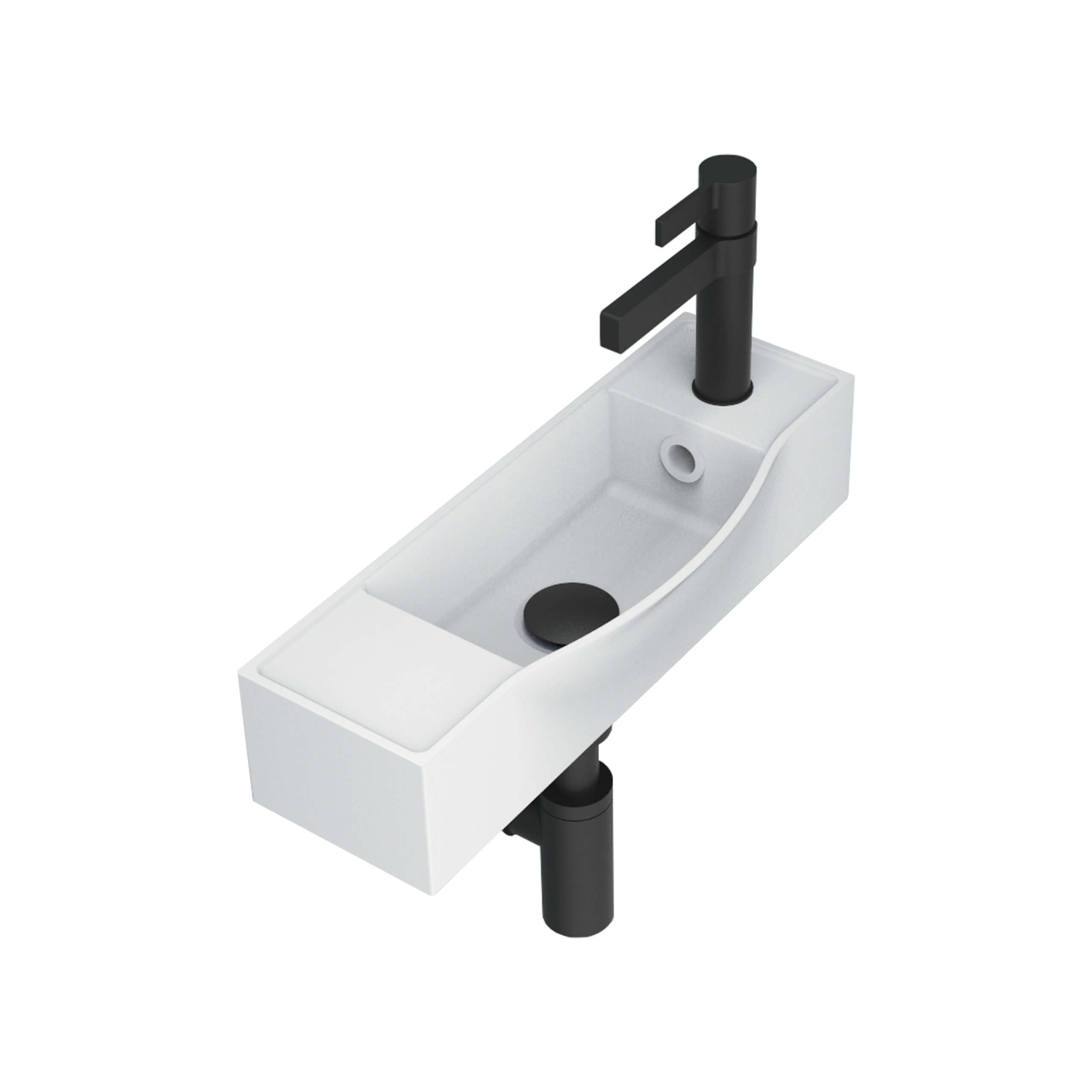 ADP Halo Wall-Mounted Bathroom Sink - Matte White Ceramic Basin with Right Tap Hole - Perfect for Modern Bathrooms, Powder Rooms & Guest Suites