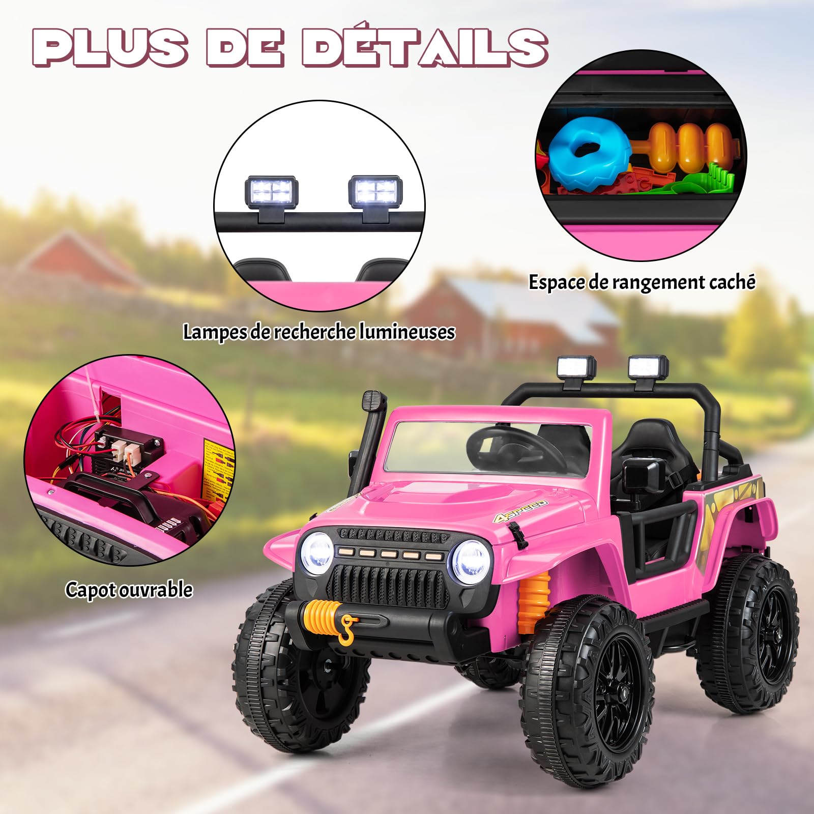 COSTWAY 12V Kids Ride On Car with Parental Remote Control 2.4G | 2-Seater Electric Vehicle with Music, LED Lights & Slow Start | 100kg Weight Capacity for Ages 3+ | Perfect for Birthday Gifts, Outdoor Play & Backyard Fun