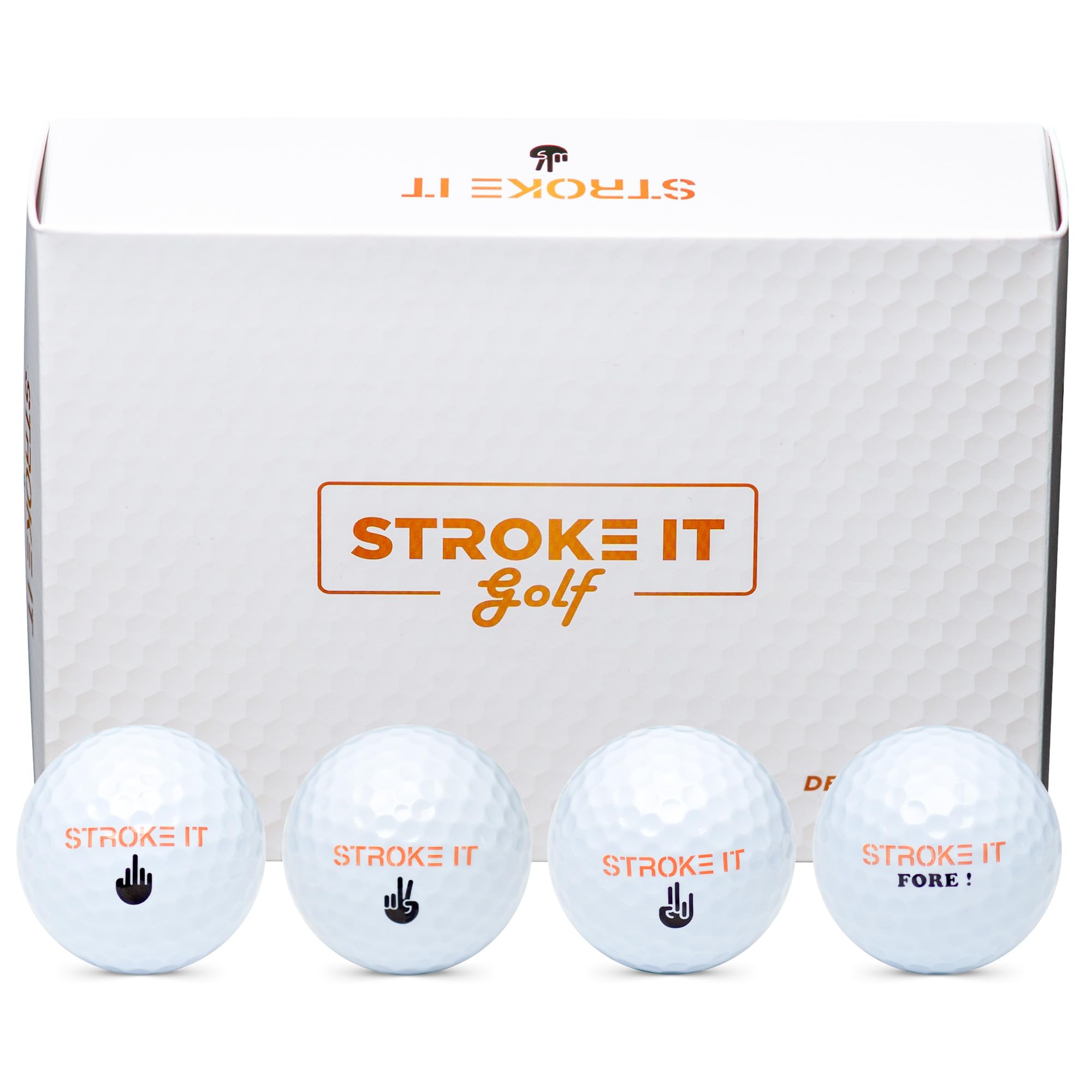 Stroke It Golf Balls - 12-Pack for Men with Dimpled Pattern & Less Spin - Perfect for Long Straight Drives on the Course