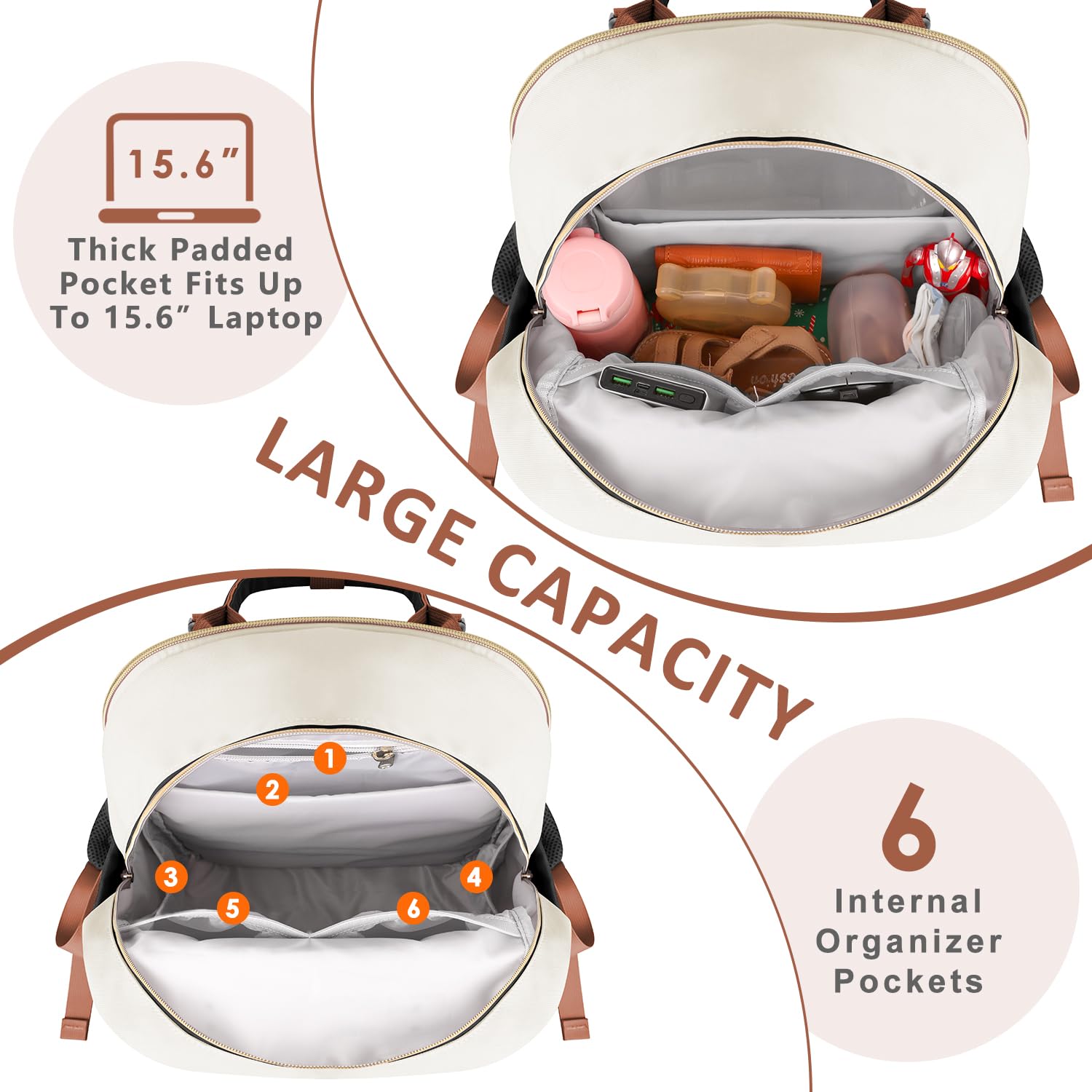 ETRONIK Baby Diaper Backpack - Large Multifunctional Travel Diaper Bag for Boys & Girls with Insulated Bottle Pockets & Changing Pad - Perfect for Daycare, Travel & Outings