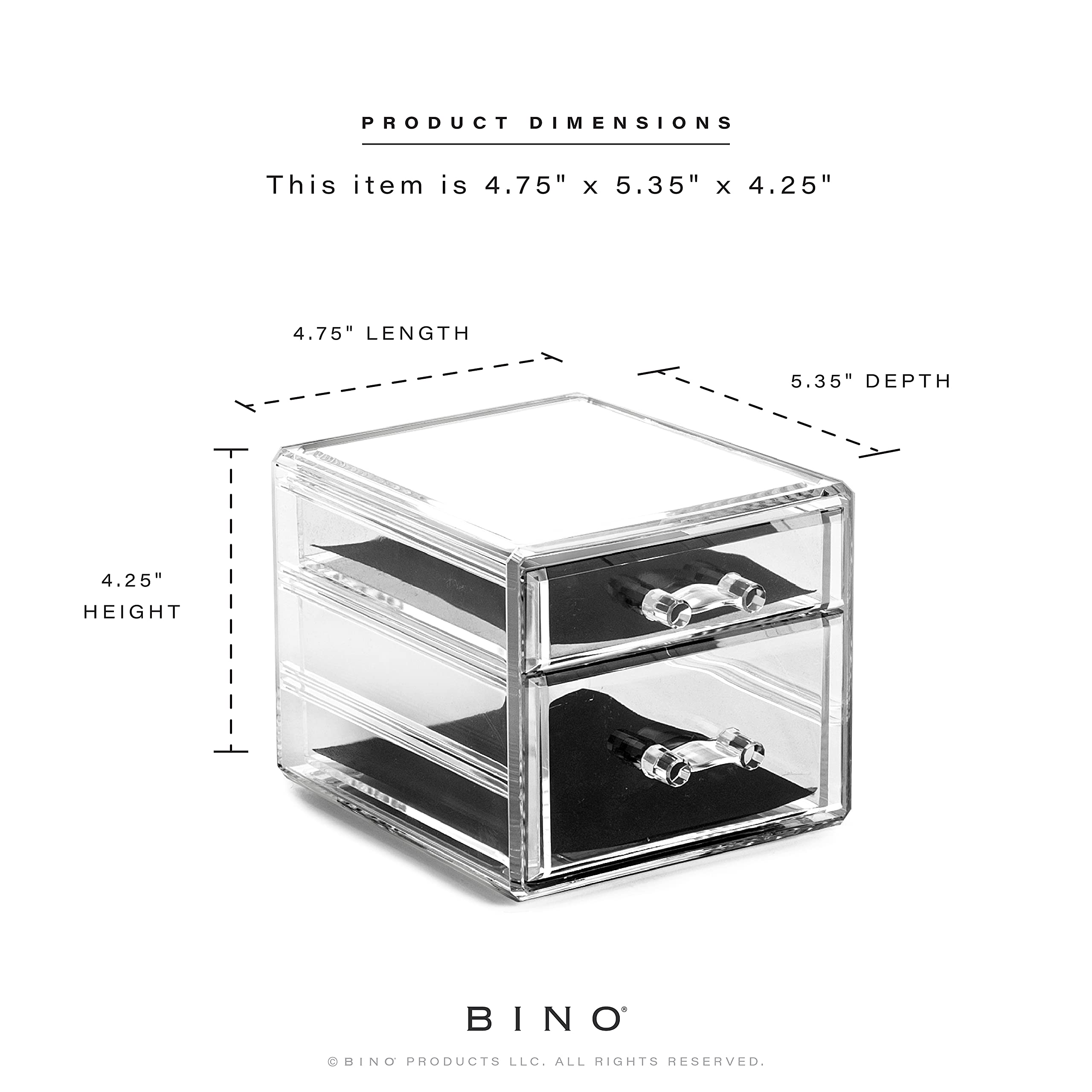 BINO THE MANHATTAN SERIES 2-Drawer Acrylic Makeup Organizer - Clear Cosmetic Storage for Vanity, Jewelry & Beauty Accessories | Perfect for Home Organization & Small Space Makeup Storage