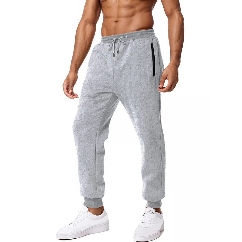 Men's Sweatpants with Side Zipper Pockets - Elastic Waist Joggers & Track Pants for Gym, Running, Workout & Casual Wear - Comfortable Baggy Sport Pants for Fitness & Lounge