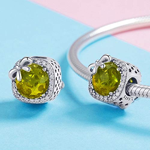 MUERDOU Birthstone Charm - Elegant Bowknot Crystal Pendant for Bracelets & Necklaces | Personalized Birthday Gift for Women | Perfect for Jewelry Making, Stacking Bracelets & Special Occasions