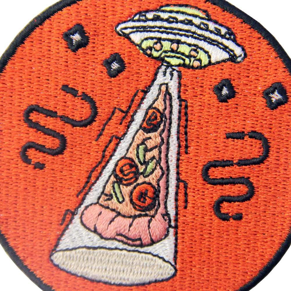 X-Files UFO Pizza Embroidered Patch - Iron On & Sew On Badge for Jackets, Hats, Bags - Perfect for Cosplay, Gifts & Fan Collections