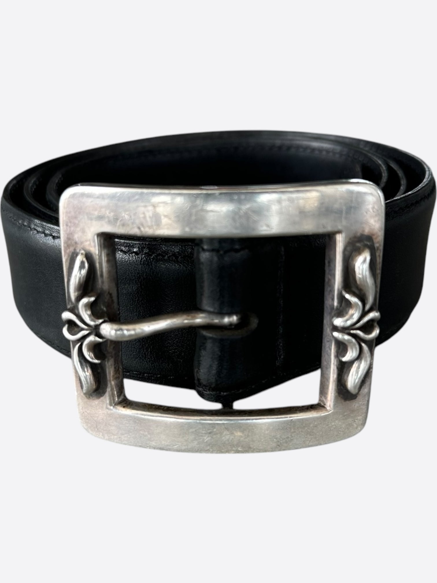 Chrome Hearts Black & Silver Square Buckle Belt for Men & Women | Premium Fashion Accessory for Jeans, Pants & Outfits | Luxury Punk Style Belt for Everyday Wear & Special Occasions