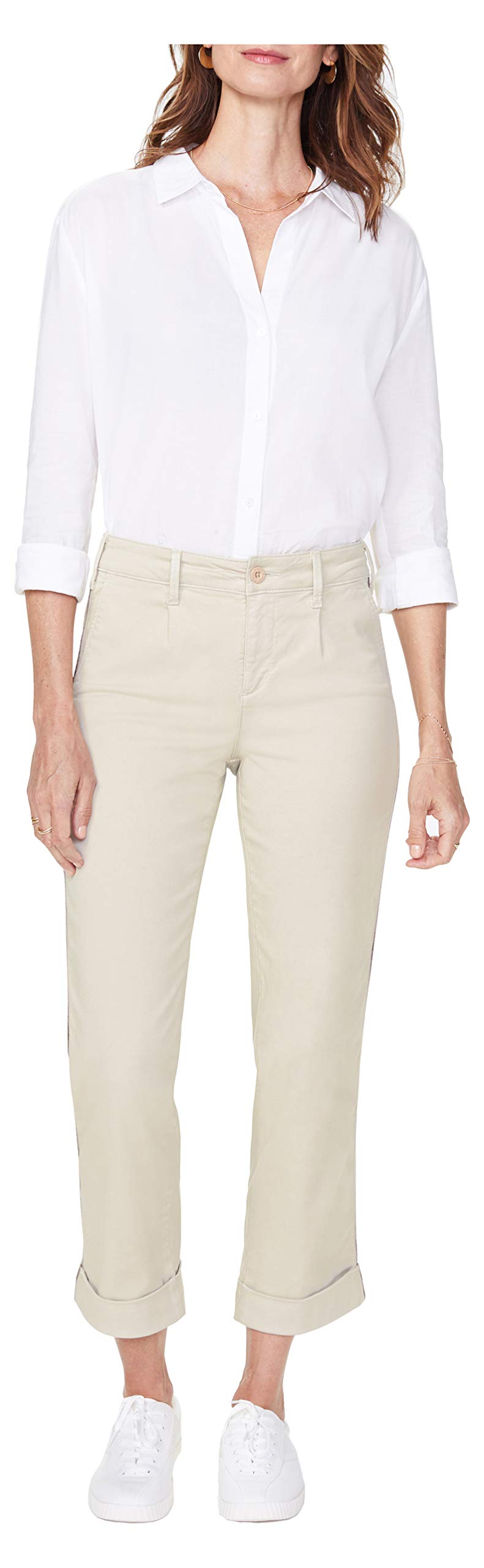 NYDJ Women's Straight Ankle Chino Pants with Cuff - Comfortable Stretch Work Pants for Business Casual & Office Wear