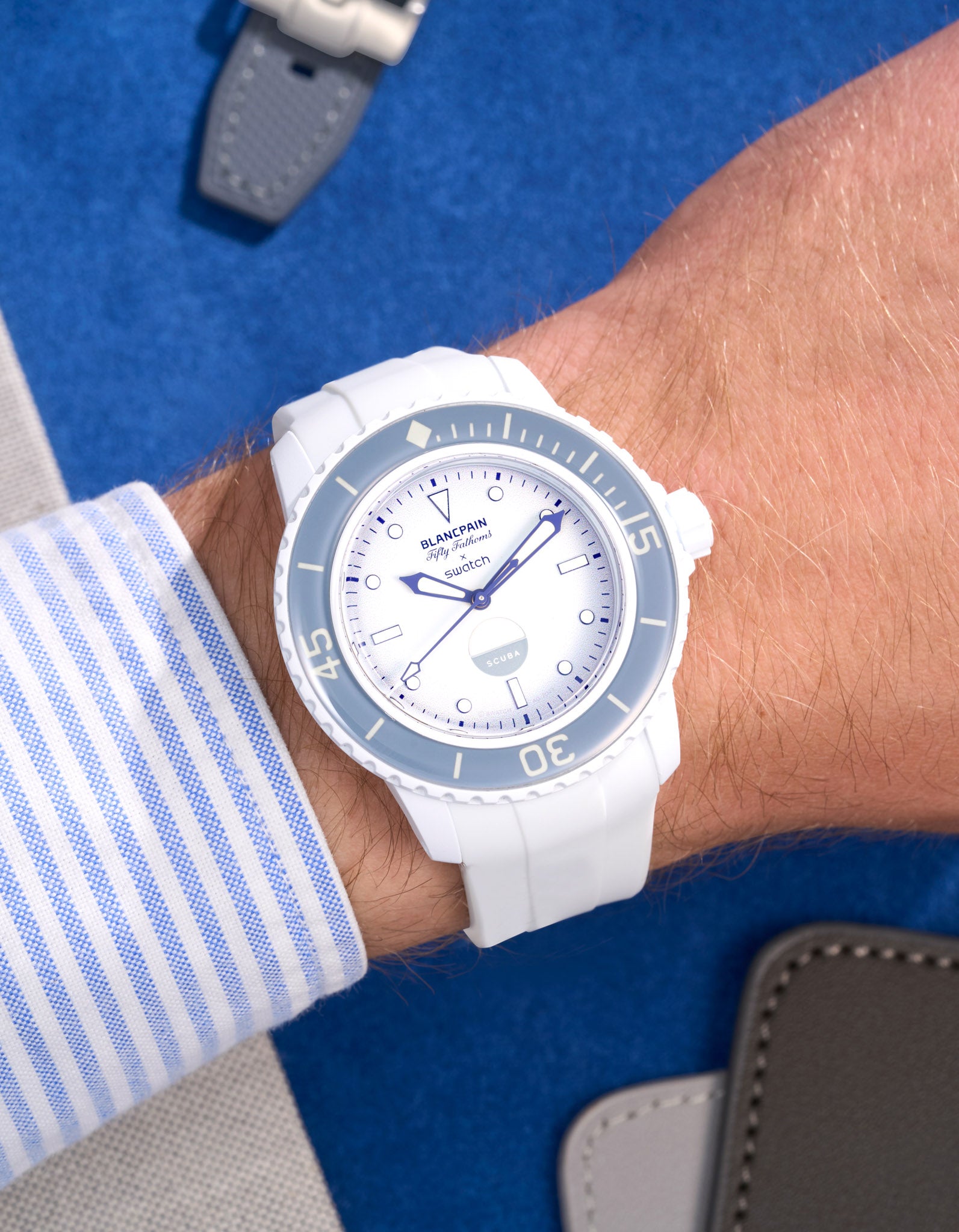 Blancpain x Swatch White Curved Rubber Watch Strap - Durable & Comfortable for Sports, Swimming & Everyday Wear