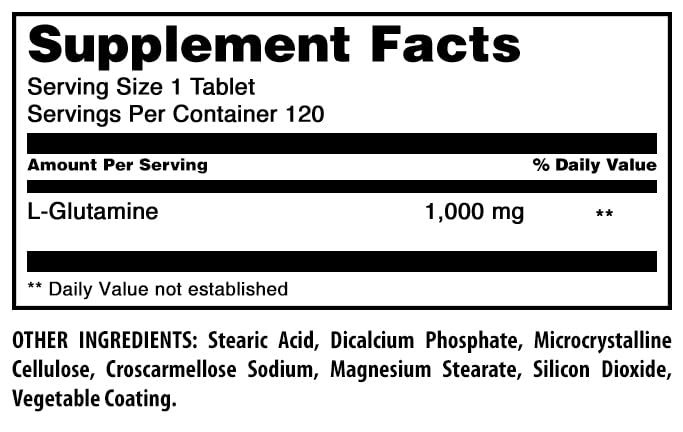 Amazing Formulas L-Glutamine 1000mg Tablets - Premium Amino Acid Supplement for Men & Women | Non-GMO, Gluten Free, Made in USA | Supports Muscle Recovery, Gut Health & Immune System (1 Pack, 120 Count) - Ideal for Athletes, Fitness Enthusiasts & Wellness Seekers