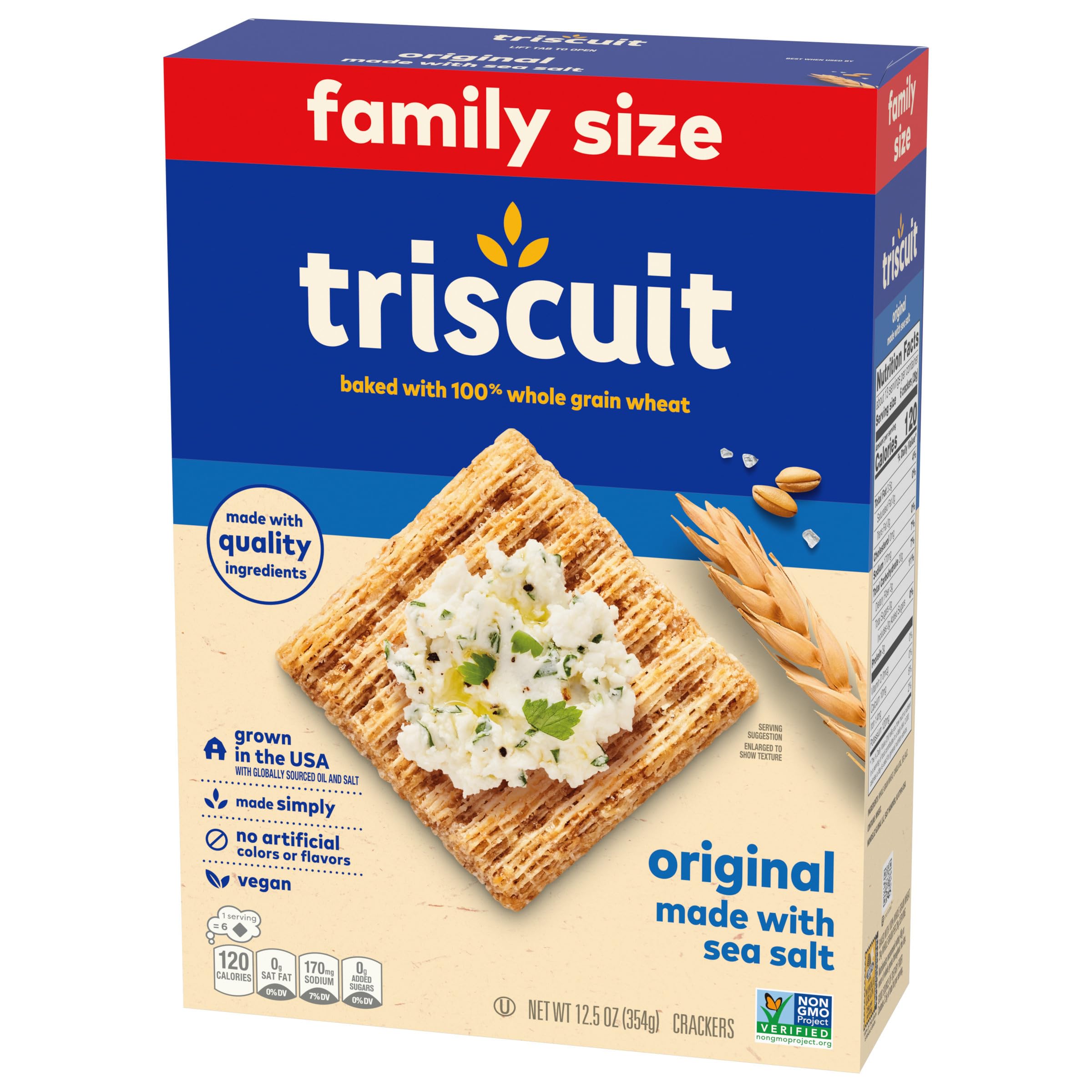 Triscuit Original Whole Grain Wheat Crackers - Vegan, Healthy Snack for Lunch & On-the-Go - Family Size 12.5 oz - Perfect for Office, School & Picnics
