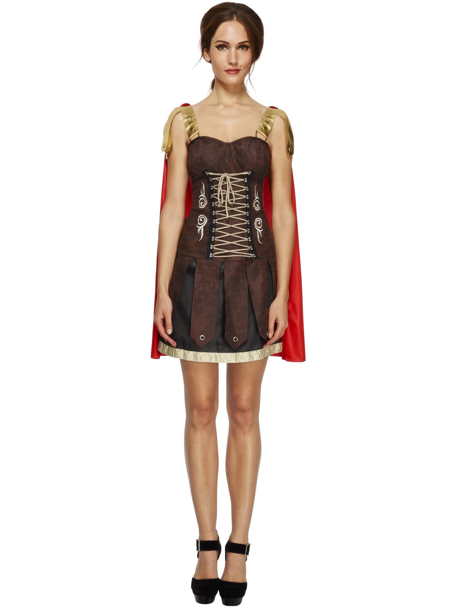 Smiffys Women's Gladiator Costume for Adults - Roman Warrior Halloween Outfit, Cosplay Dress Up & Theme Party Costume