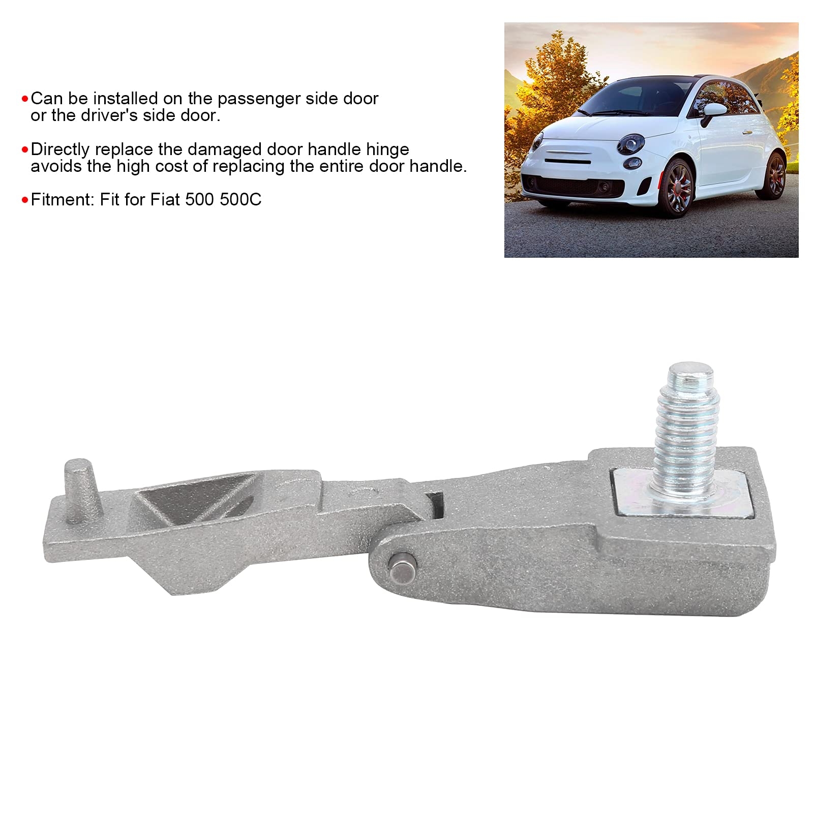 Ymiko Outer Door Left Right Handle Hinge Repair Kit - Compatible with Fiat 500 & 500C (Part Numbers 51939041, 51964555) - Durable Exterior Door Handle Replacement for Car Door Repair - Perfect for DIY Auto Maintenance & Vehicle Restoration Projects