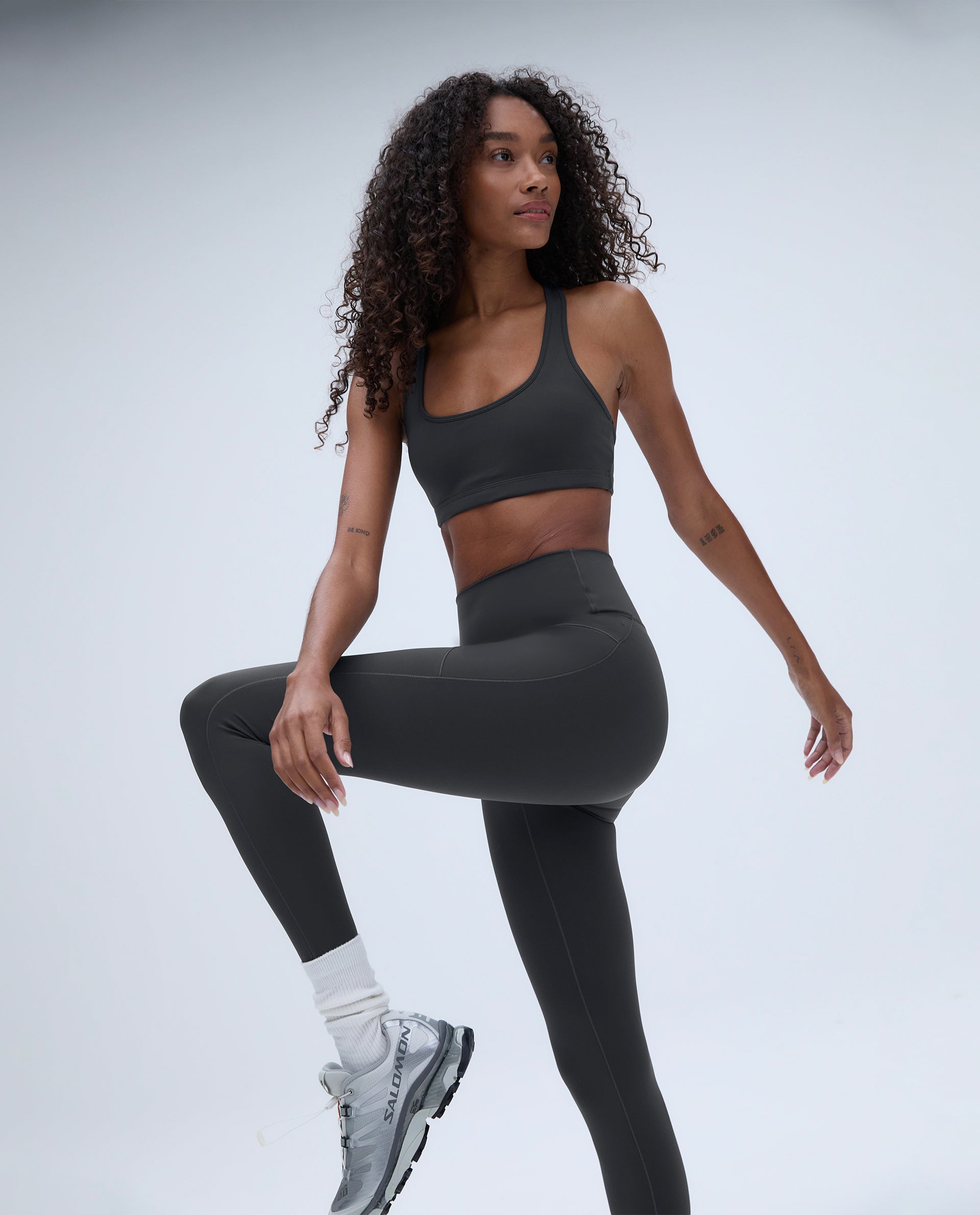 Ultimate Seam Detail Zip Pocket Leggings for Women - Graphite Grey | High Waisted Workout Yoga Running Leggings with Side Pockets