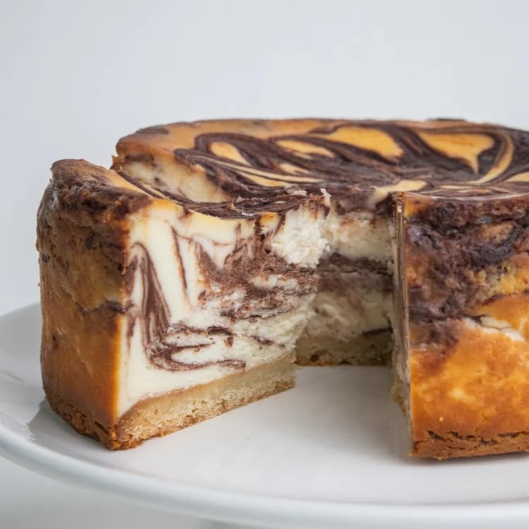 Carnegie Deli Chocolate Marble New York Cheesecake 8 Inch - Classic Creamy Dessert for Parties, Holidays & Family Gatherings (Serves 10-12)