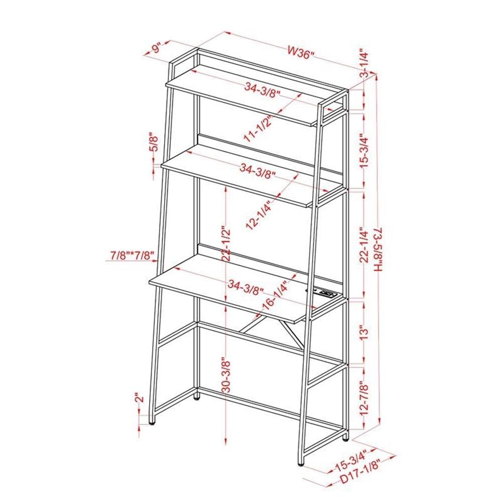 Furniture of America Mistos Transitional Metal Writing Desk with USB Port - Modern Home Office Desk in Oak Finish for Work & Study | Perfect for Small Spaces & Remote Work
