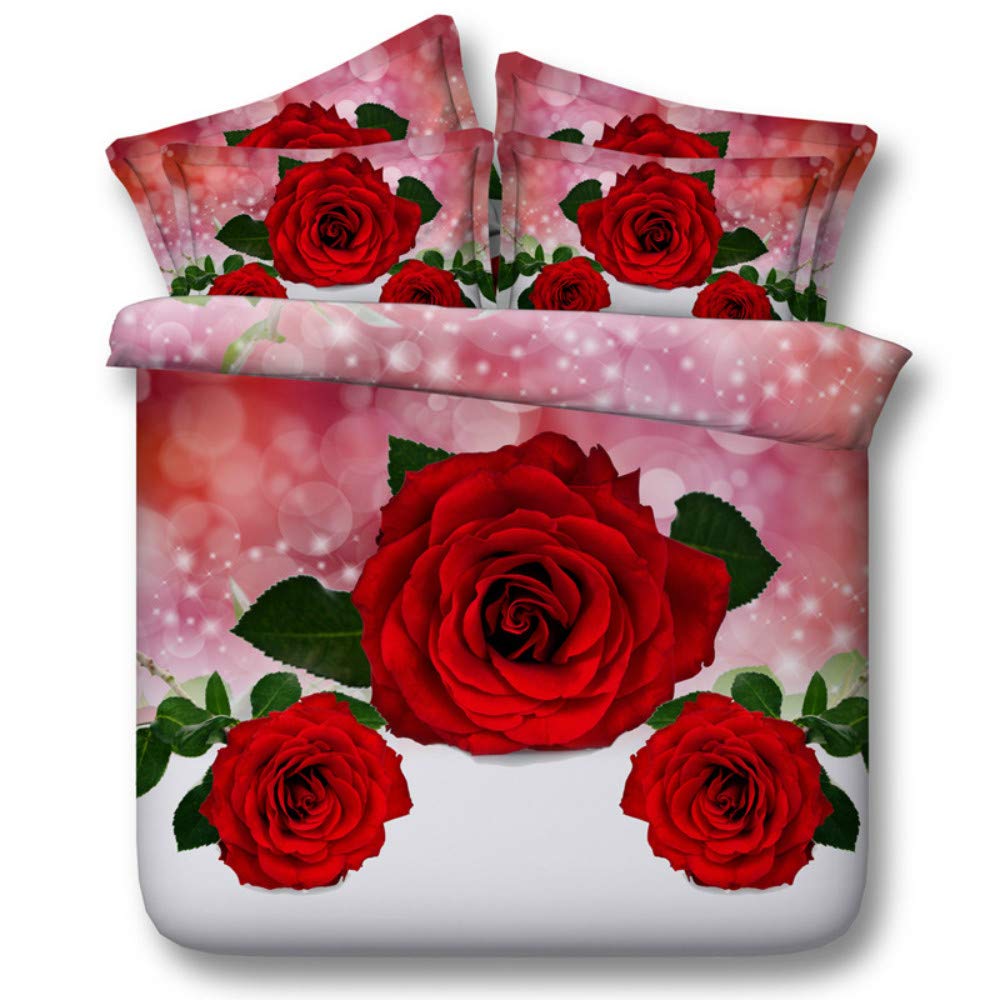 3D Triangle Rose Duvet Cover Set - 4 Piece Bedding Sheets for Twin, Full, Queen & King Size - Soft & Lifelike Bedclothes for Boys & Girls - Perfect for Kids' Bedrooms, Dorm Rooms & Guest Rooms