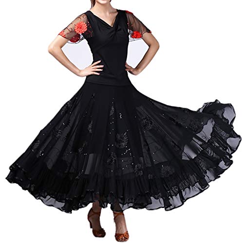 Elegant Ballroom Dance Skirt for Latin, Swing & Party - CISMARK Long Flowy Competition Skirt for Women - Perfect for Performances, Social Dances & Dance Classes