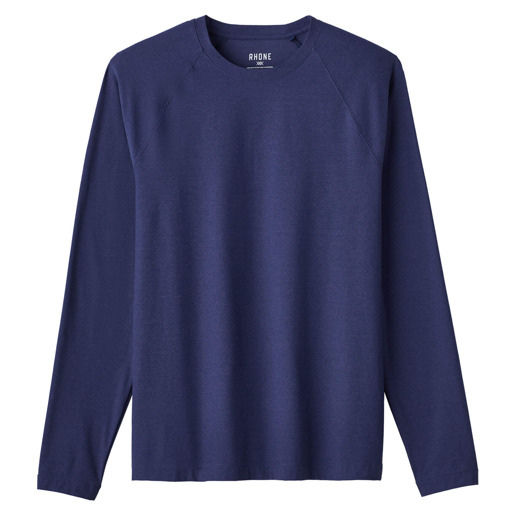 Rhone Men's Reign Long Sleeve Slim Fit Performance T-Shirt - Midnight Heather - Moisture Wicking Workout & Casual Wear