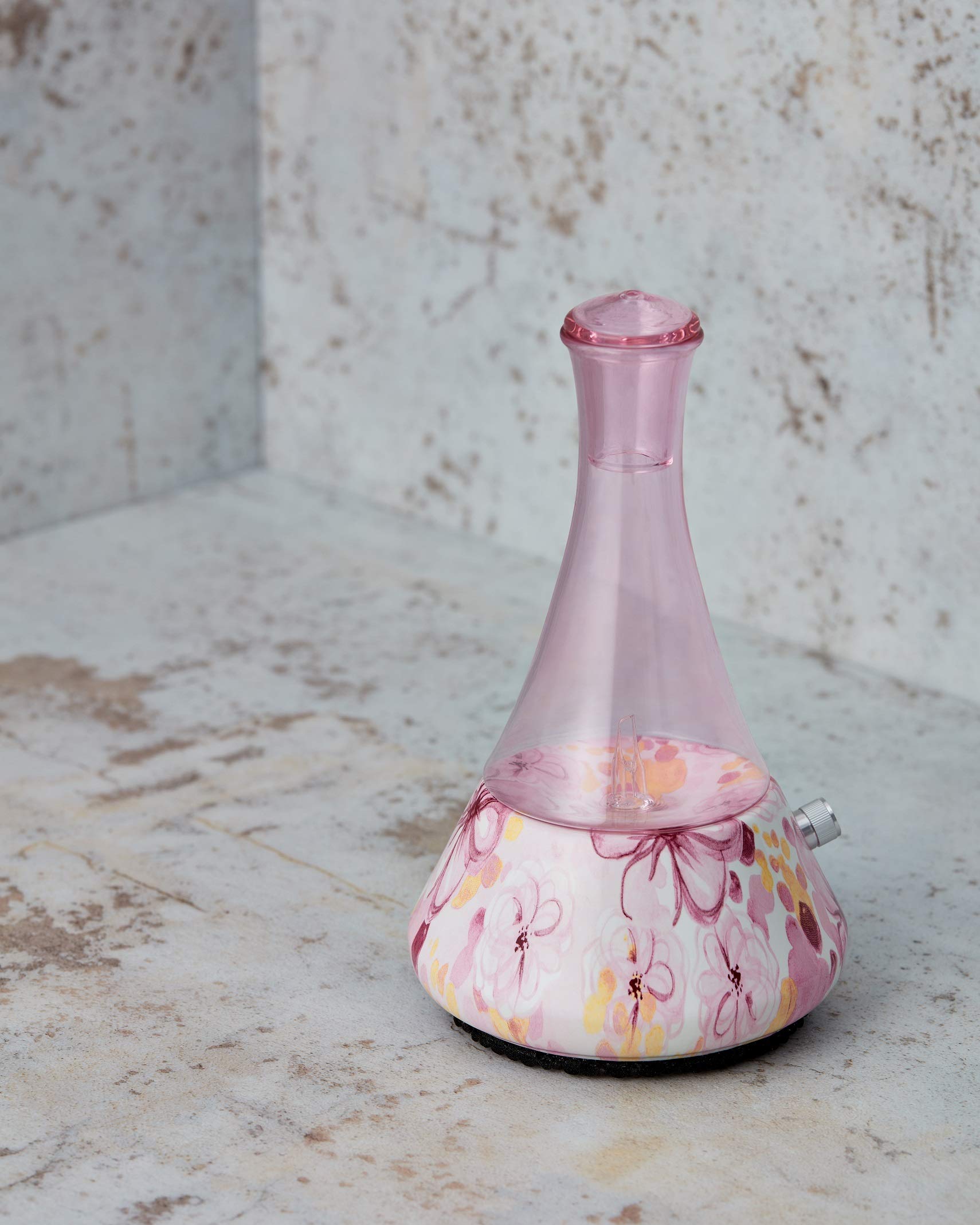 Premium Nebulizing Essential Oil Diffuser for Aromatherapy - Ceramic Floral Base & Hand-Blown Glass with Touch Sensor - No Heat, No Water, No Plastic - Perfect for Home Spa, Yoga, Meditation & Bedroom Relaxation