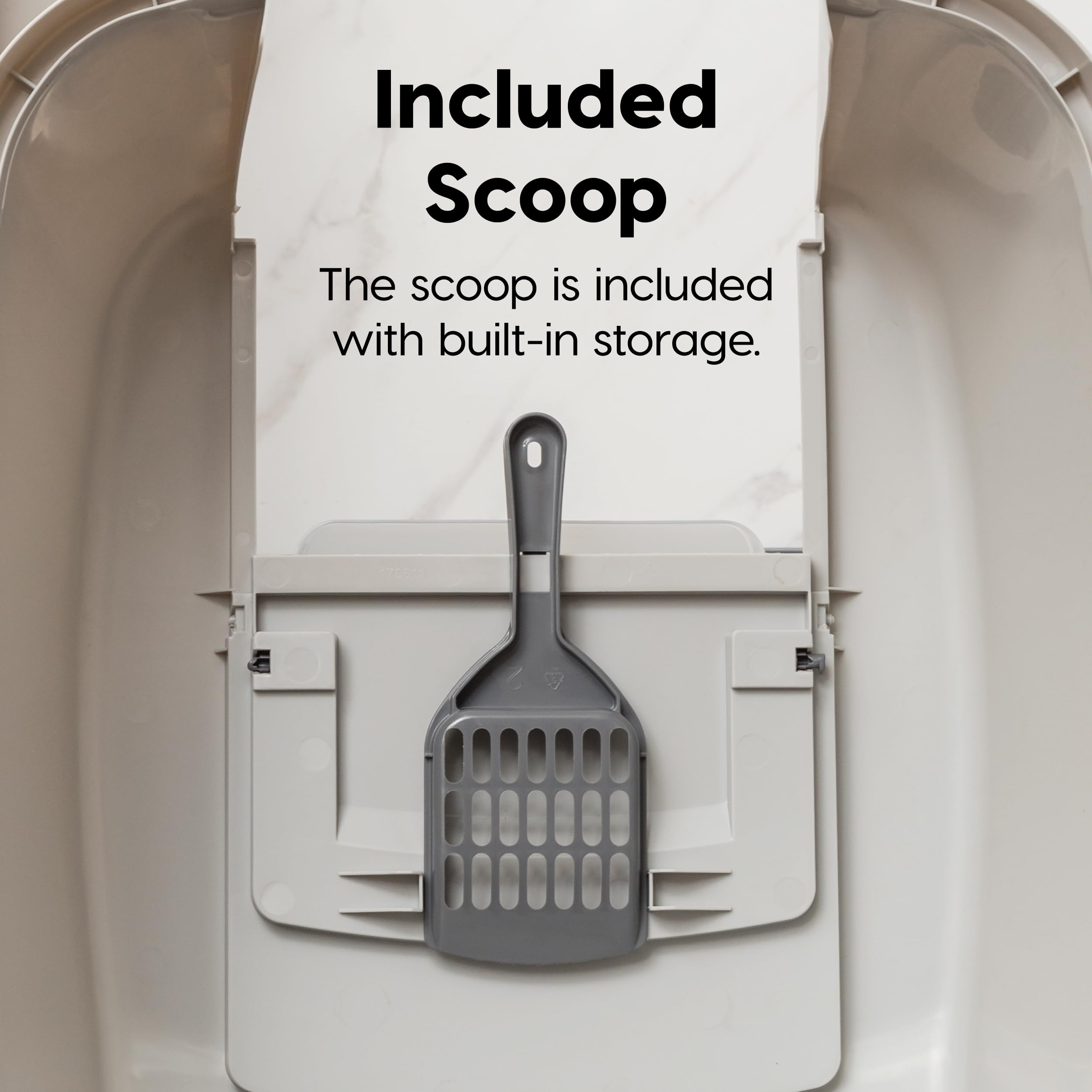 IRIS USA Enclosed Cat Litter Box with Front Door Flap & Scoop - Portable Covered Kitty Litter Box with Handle & Buckles for Privacy - Dark Gray - Perfect for Small Spaces & Multi-Cat Homes