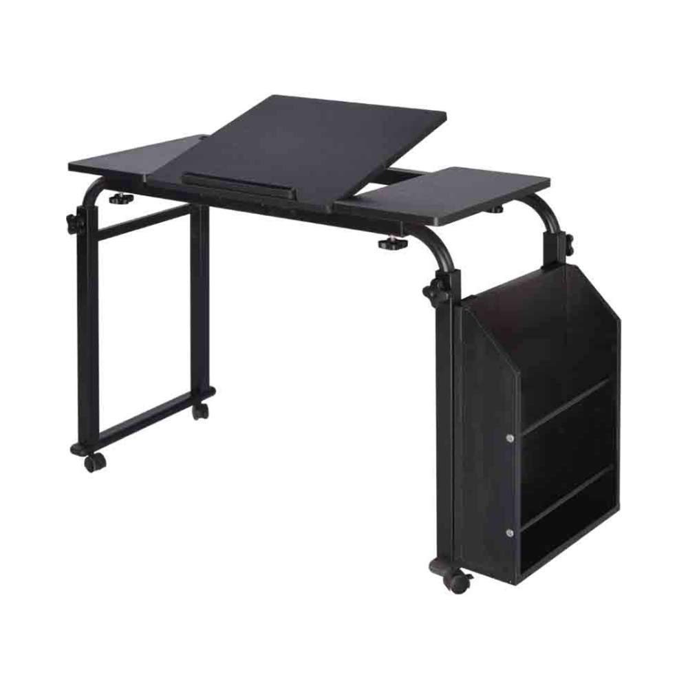 Adjustable Overbed Desk with Wheels - Mobile Hospital Bed Table, Rolling Laptop Desk for Medical Use & Home Office, Height & Length Customizable (Black) - Perfect for Patients, Students & Remote Workers