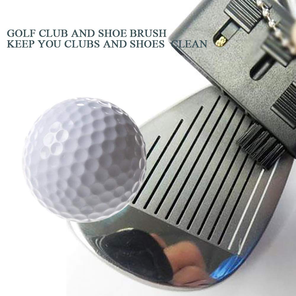 Gzingen 3-in-1 Retractable Golf Club Cleaner Brush Set (3 Pack) - Multi-Use Groove & Ball Cleaner Tool for Golf Club Maintenance | Perfect for Golf Course, Driving Range & Home Practice