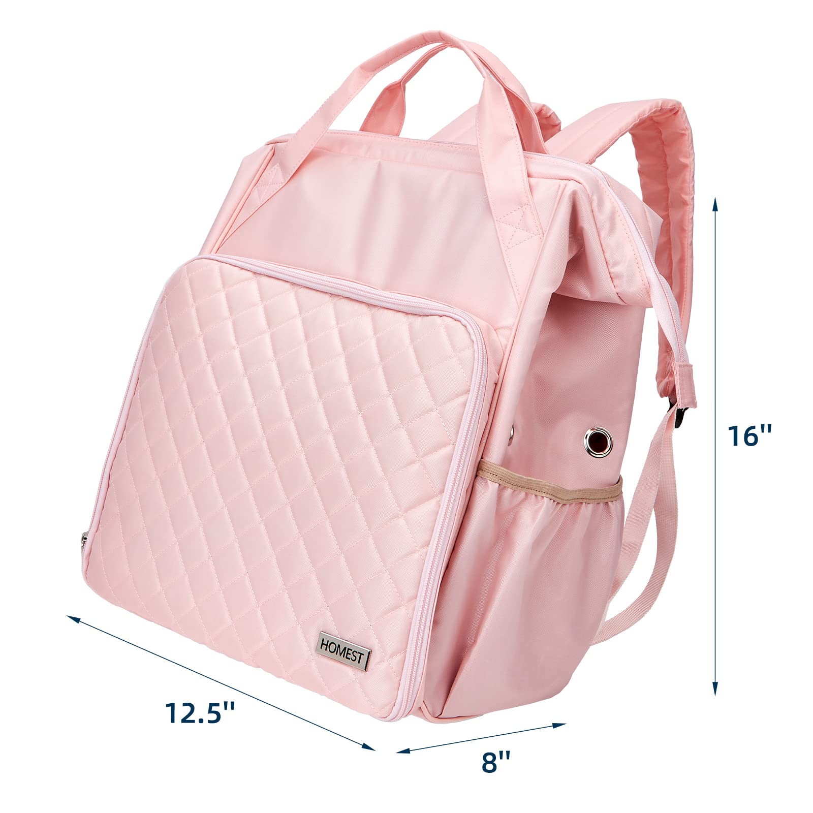 HOMEST Knitting Bag Backpack - Large Crochet Storage Organizer with Custom Front Pocket for Yarn, Needles & Supplies | Pink Yarn Holder for Knitting & Crocheting Projects | Perfect for Travel, Crafting & Home Organization
