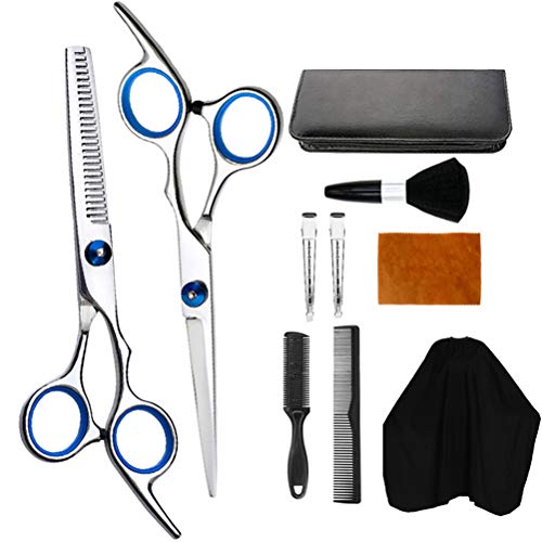Milisten Professional Hair Cutting Kit - 10pcs Hairdressing Scissors, Thinning Shears, Razor, Comb, Clips, Cape & Brush for Salon, Barber & Home Use | Perfect for DIY Haircuts, Styling & Grooming