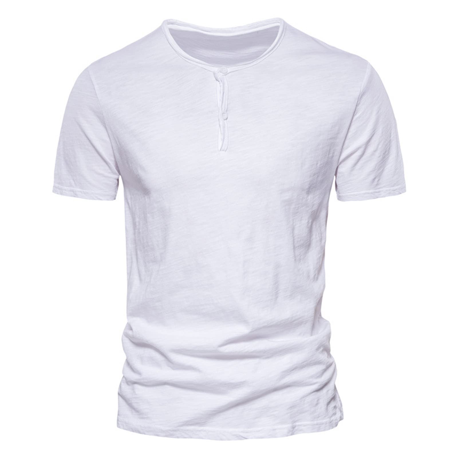 Men's Henley Short Sleeve T-Shirt - Casual Cotton Waffle Knit Tee with 2-Button Placket & Round Neck | Perfect for Summer Outfits, Beach Wear and Everyday Casual Style