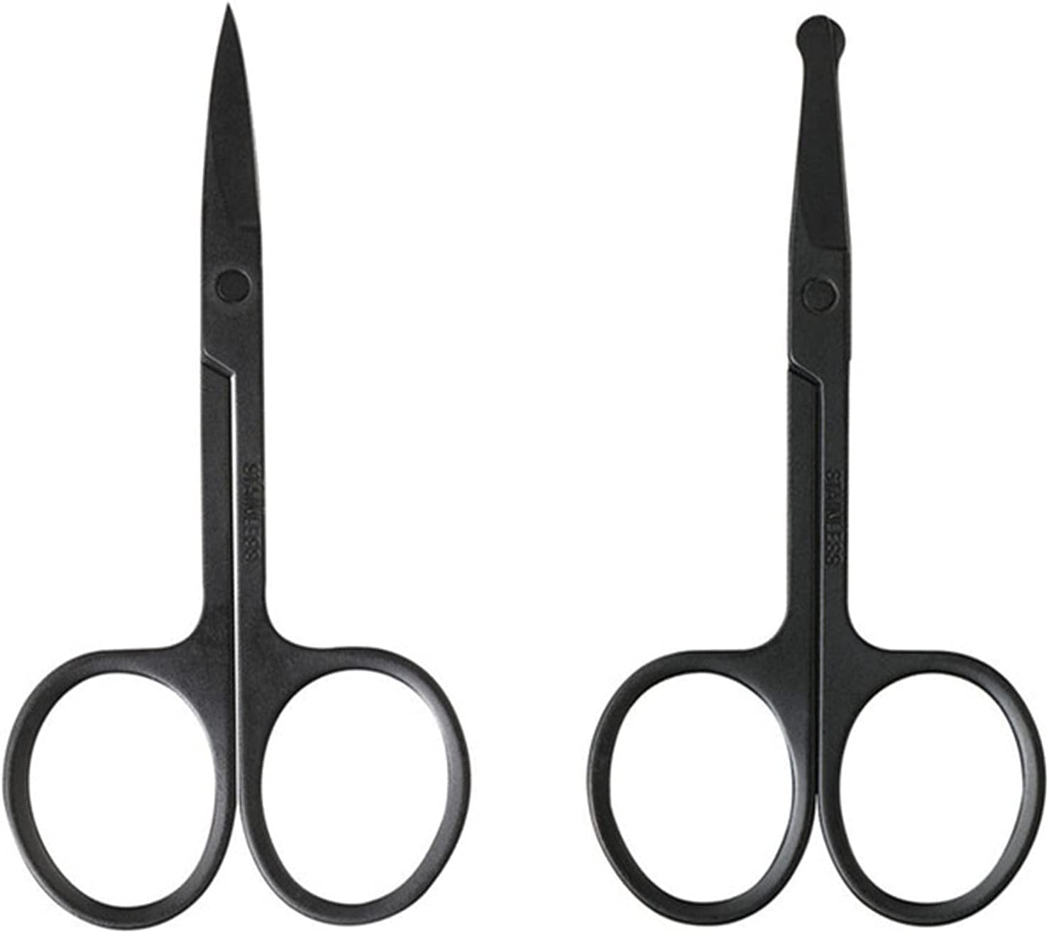 Premium Stainless Steel Facial Hair Scissors Set - Professional Eyebrow, Nose, Beard & Mustache Trimmer Kit for Men & Women (2-Piece Nose Scissors) - Perfect for Grooming, Salon Use & Travel Essentials