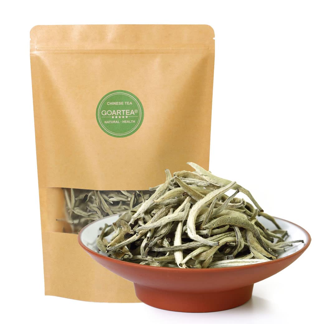 GOARTEA 4Pcs Premium Silver Needle White Tea (Baihao Yinzhen) - 250g/8.8oz per Pack, Total 35.2oz Loose Leaf Chinese White Tea - Perfect for Relaxation, Meditation & Gift Giving