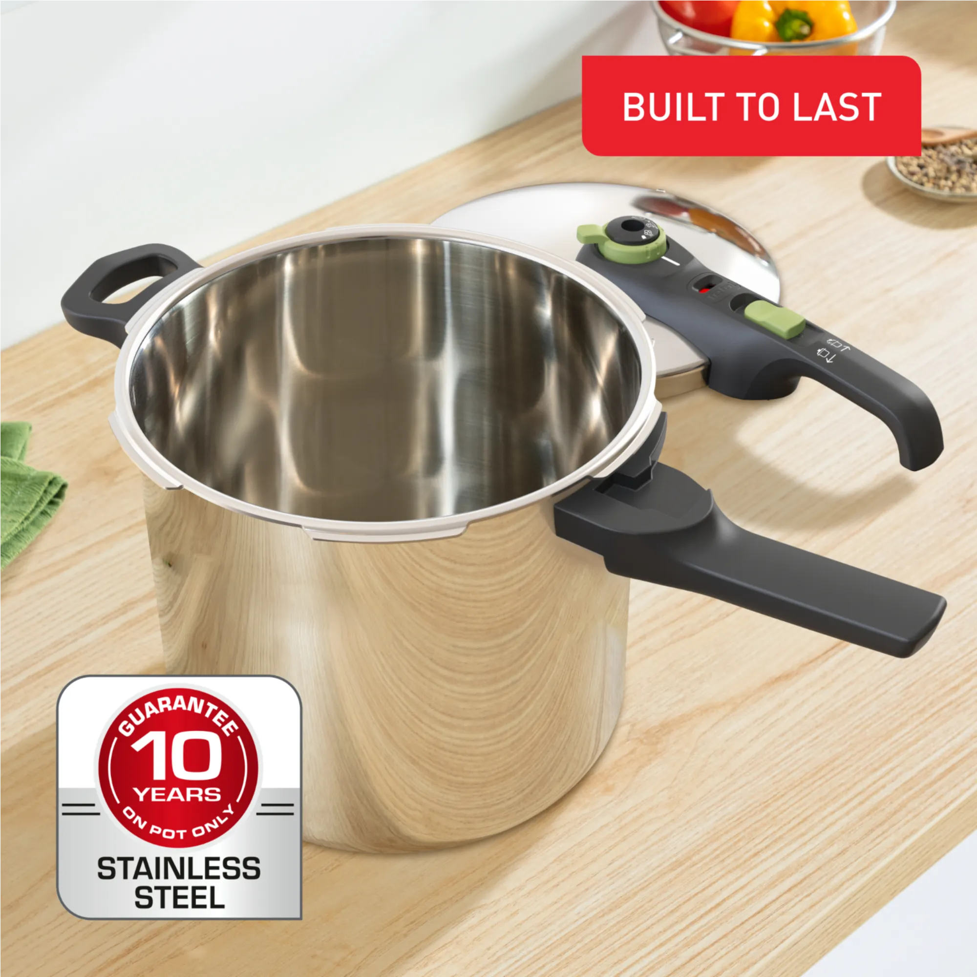 Tefal Secure Trendy 8L Stainless Steel Induction Pressure Cooker - Fast & Safe Cooking for Soups, Stews & Meals - Perfect for Home Chefs & Busy Families