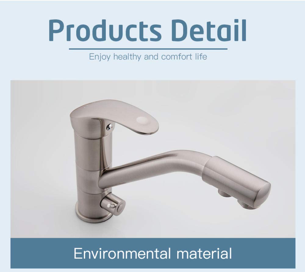 Premium Brass Kitchen Faucet with Nickel Brushed Finish - 360° Swivel Spout & Built-In Water Filtration System | Modern Sink Mixer Tap for Home, Restaurant & Commercial Use
